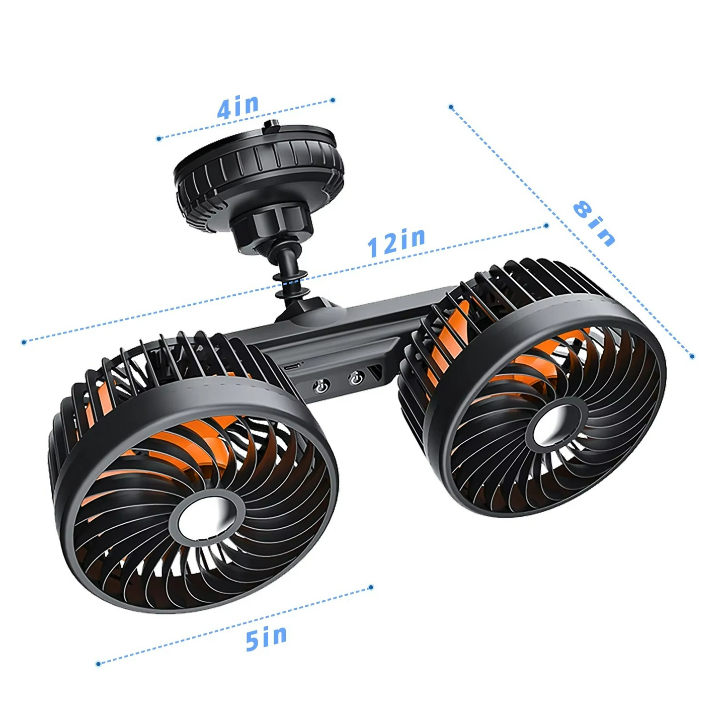 Wireless Car Fan with 4000 mAh Battery and Adjustable 3-Speed Settings