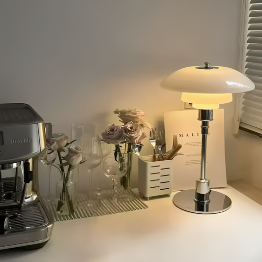 Dimmable Curved Shade Table Lamp with Adjustable Brightness