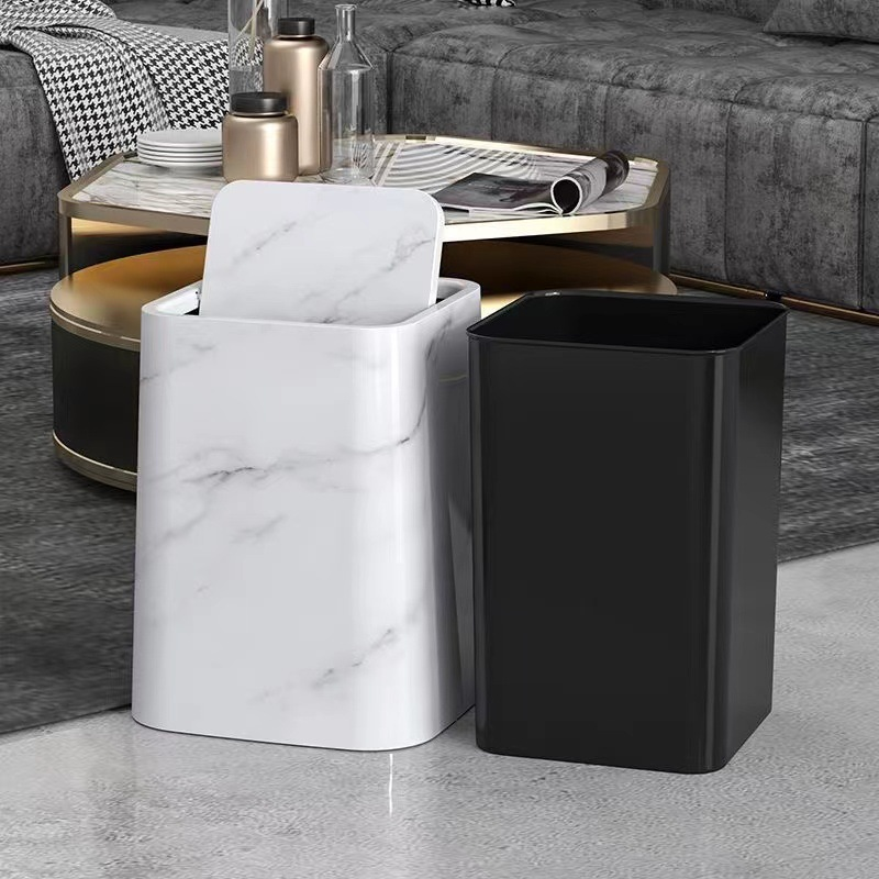 Elegant Marble Waste Bin with Swivel Lid