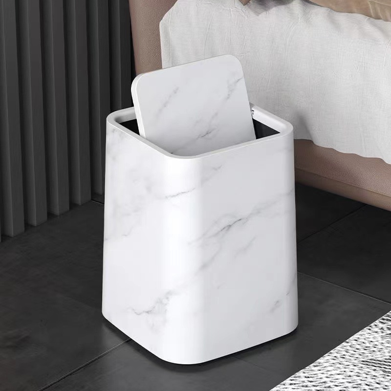 Elegant Marble Waste Bin with Swivel Lid