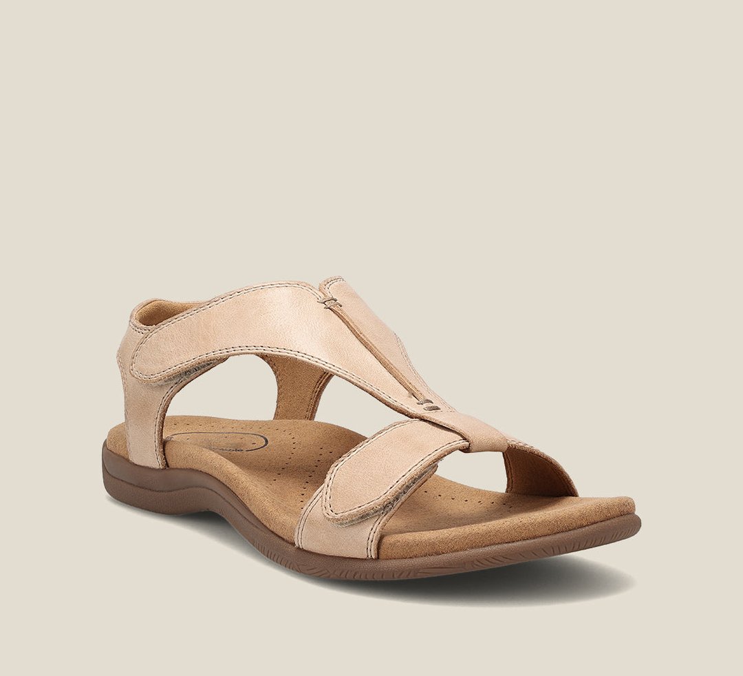 Orthopedic Leather T-Strap Sandals with EVA Sole