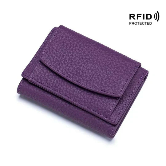 RFID Blocking Leather Wallet | Slim Card Holder for Travel | Unisex Design