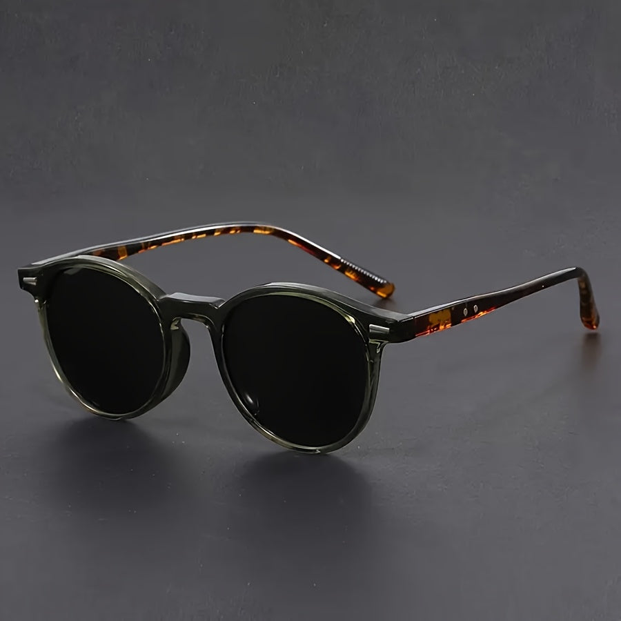 Men's Retro Round Sunglasses – Tortoiseshell Design, Lightweight Frame