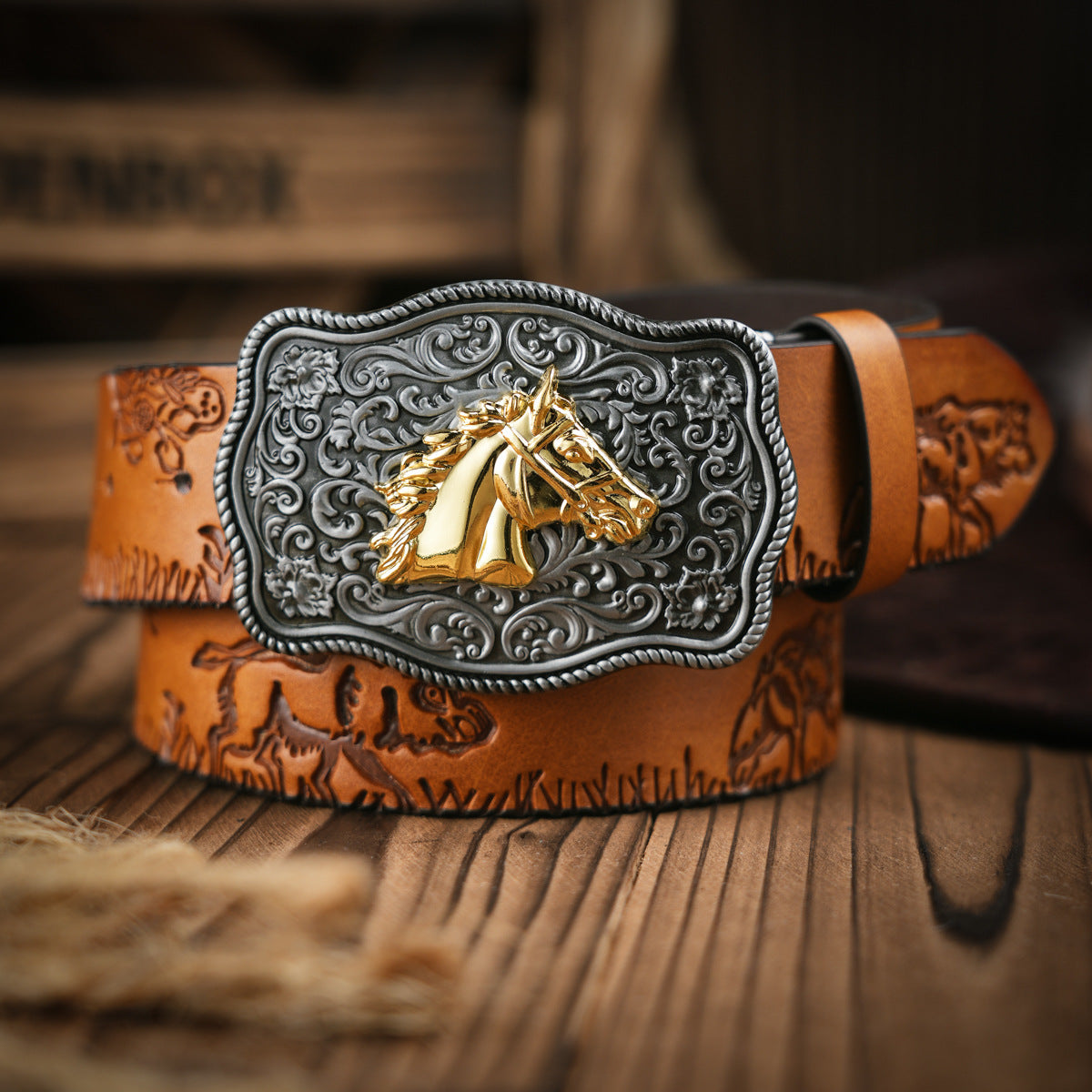 Men's Western Belt | Vegan Leather with Sturdy Metal Buckle