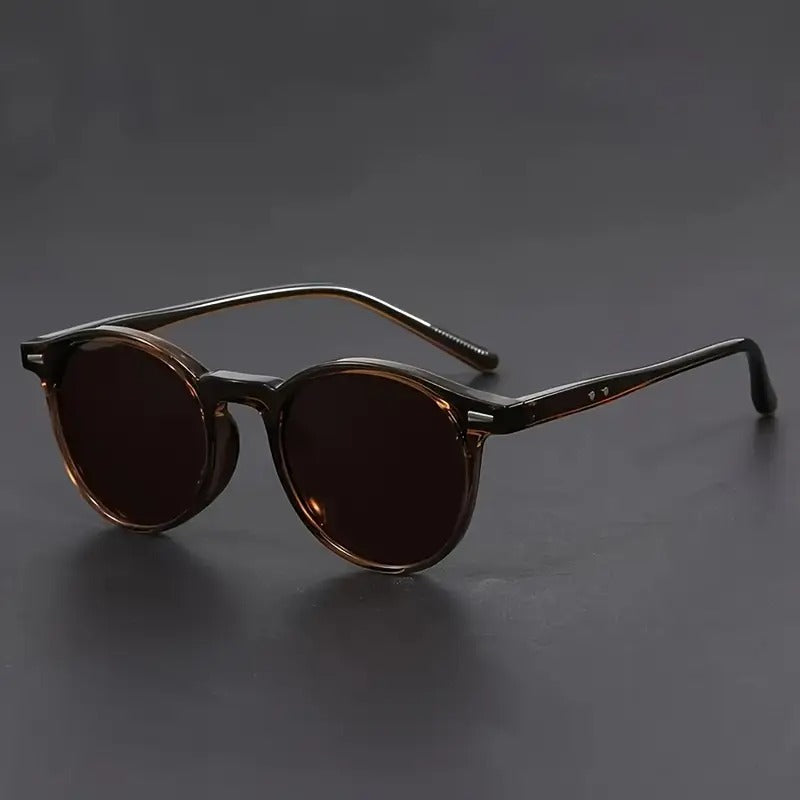 Men's Retro Round Tortoiseshell Sunglasses with Lightweight Frame