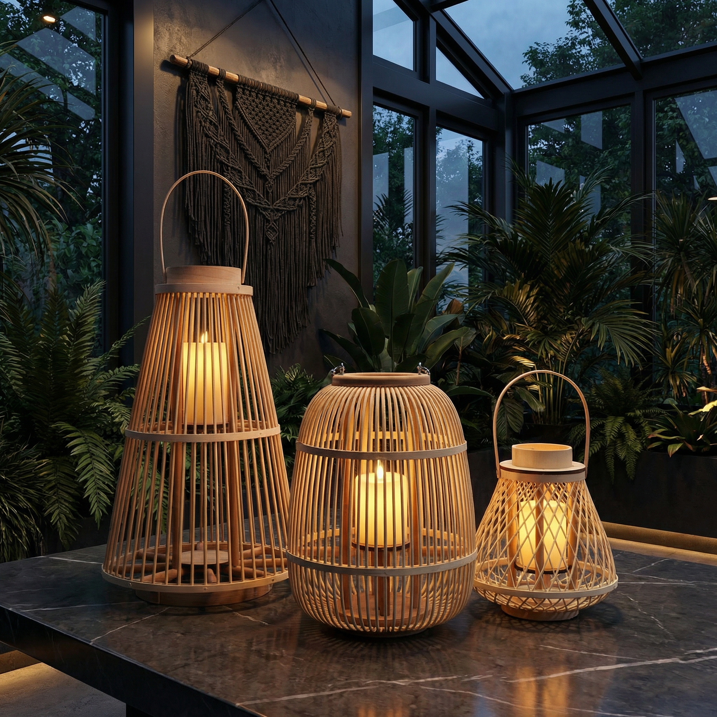 Rustic Rattan Weave Lanterns