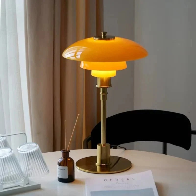 Dimmable Curved Shade Table Lamp with Adjustable Brightness