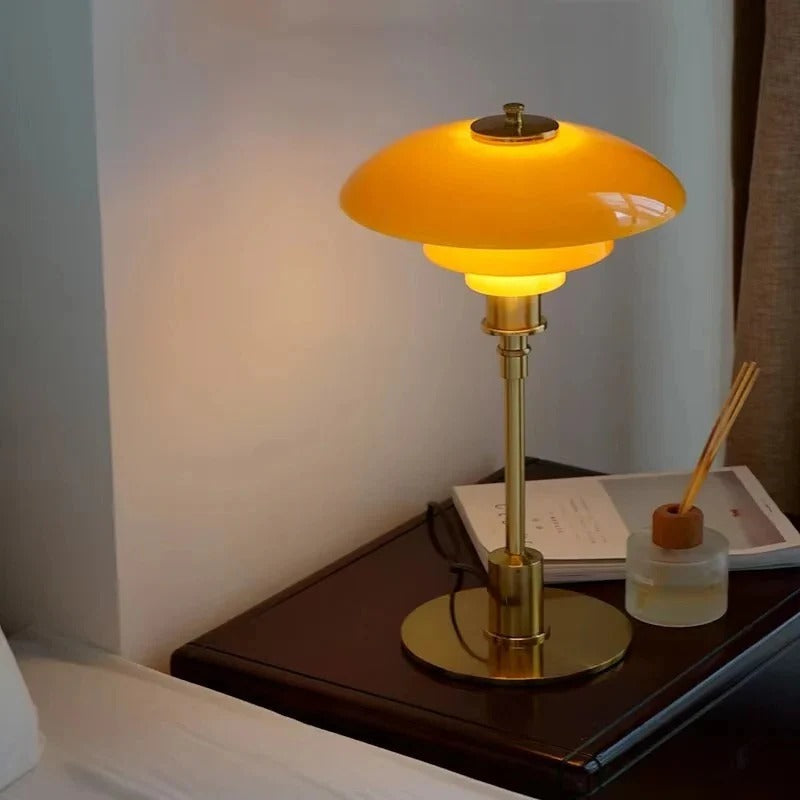 Dimmable Curved Shade Table Lamp with Adjustable Brightness