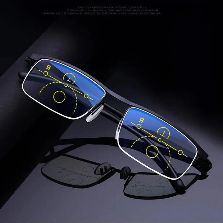 Smart Multifocal Reading Glasses with Blue Light and UV Shielding