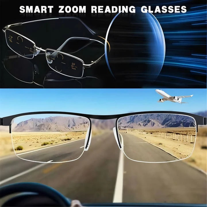 Smart Multifocal Reading Glasses with Blue Light and UV Shielding