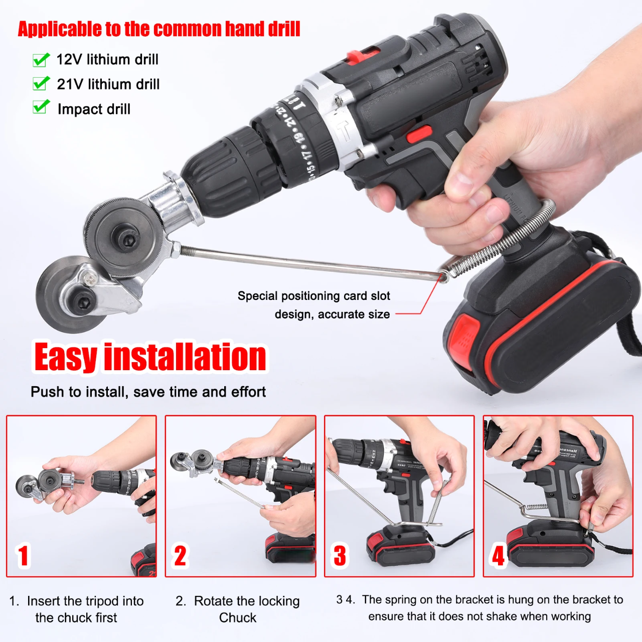 Heavy-Duty Drill Attachment for Precise Metal Cutting