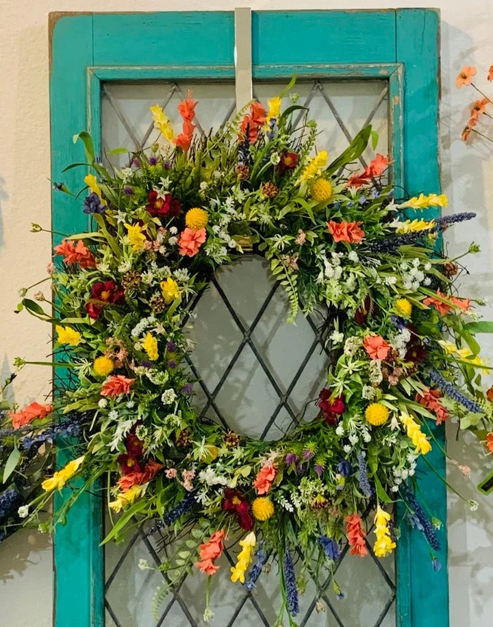 Texas Wildflower Silk Blossom Wreath