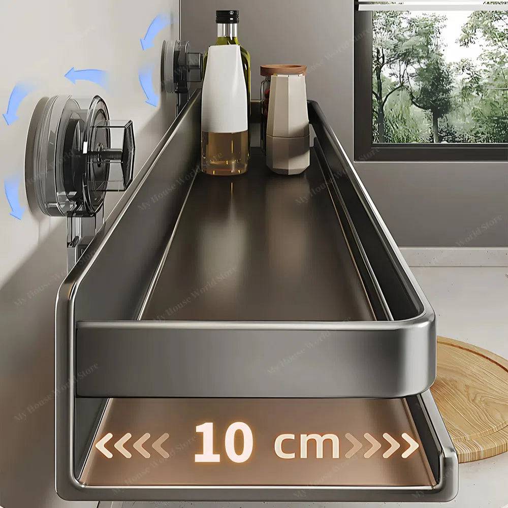 Wall-Mounted Spice Organizer with Suction Cups for Easy Kitchen Storage