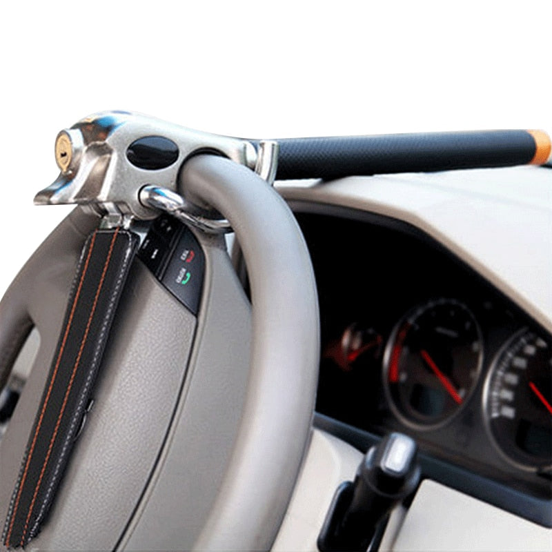 Foldable Anti-Theft Steering Wheel Bar with Built-In Alarm System