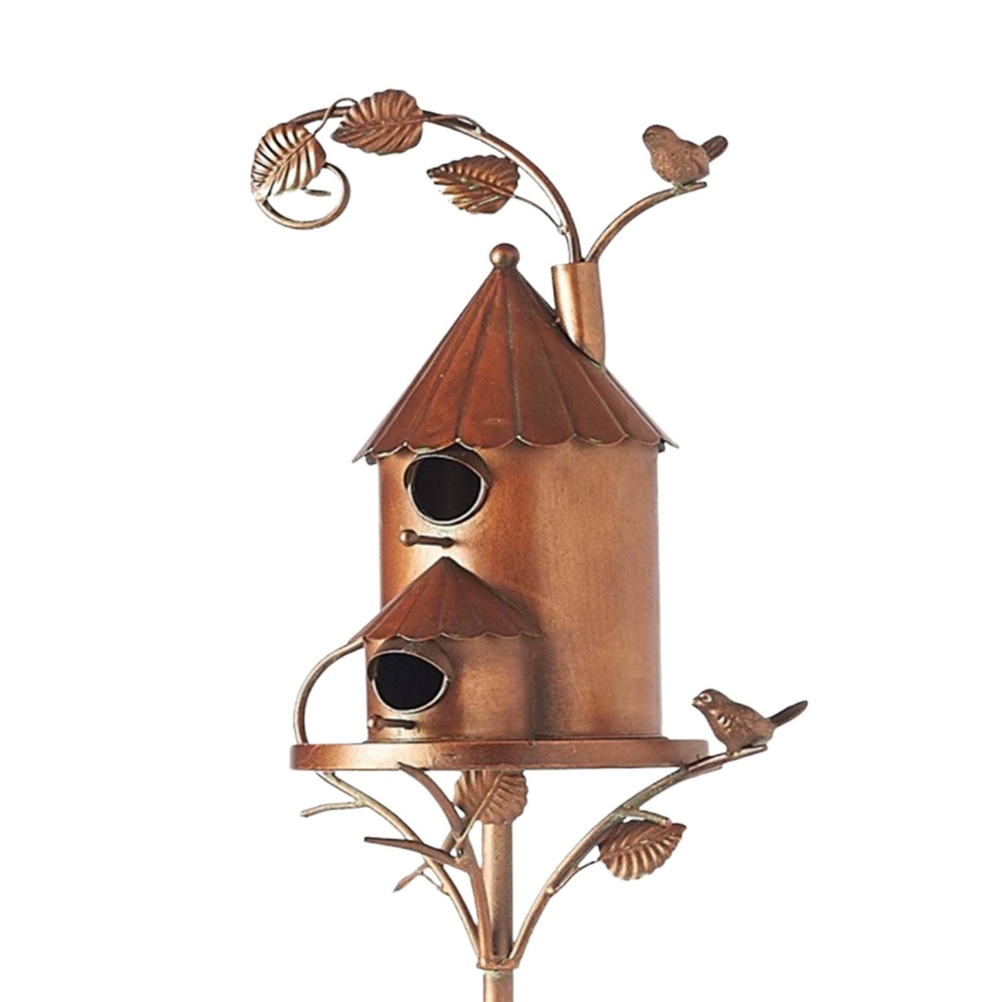 Metal Art Birdhouse on a Garden Stake for Outdoor Charm