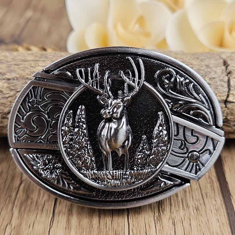 Rustic Metal Oval Cowboys Belt Buckle with Hidden Tool