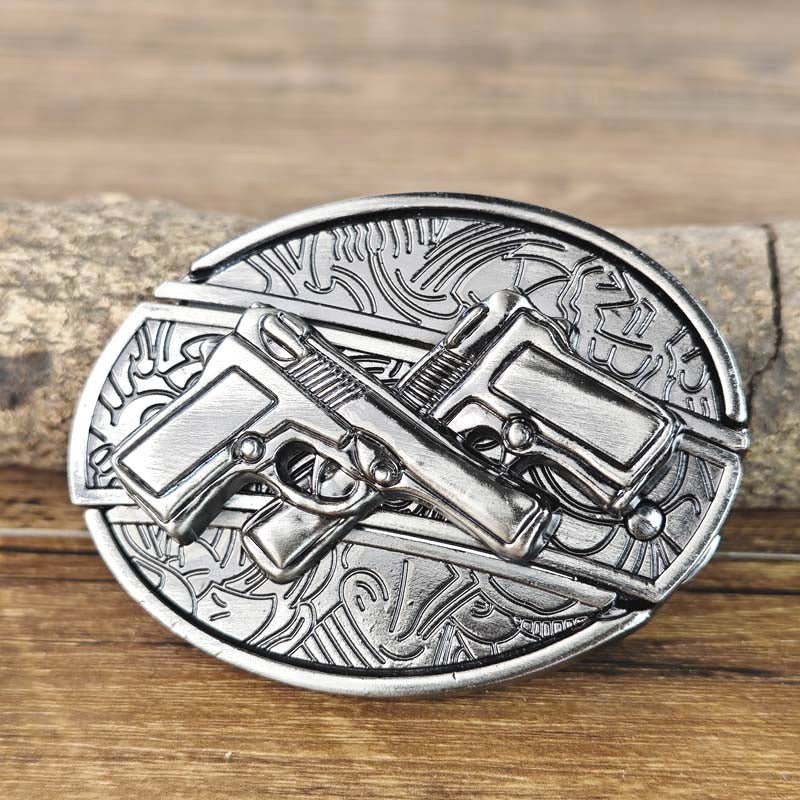 Rustic Metal Oval Cowboys Belt Buckle with Hidden Tool