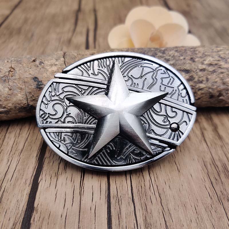 Rustic Metal Oval Cowboys Belt Buckle with Hidden Tool