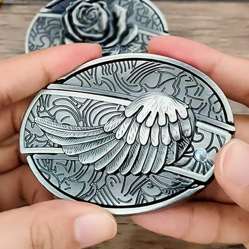 Rustic Metal Oval Cowboys Belt Buckle with Hidden Tool