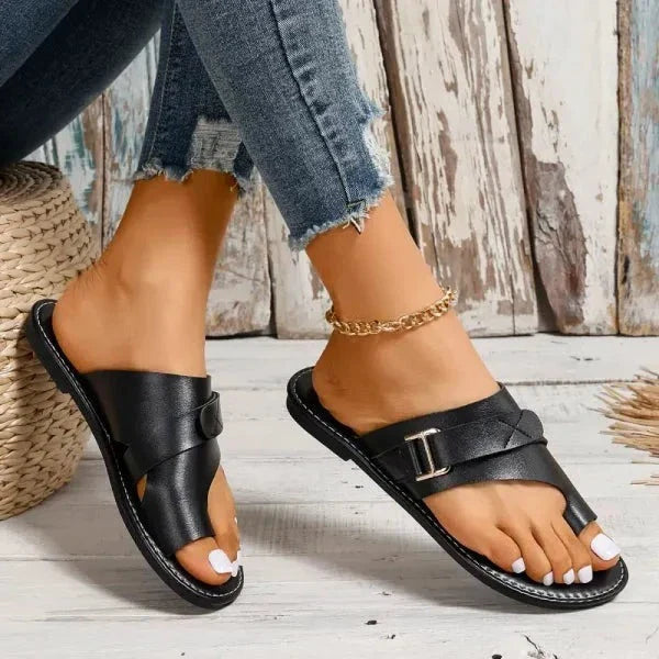 Women's Orthopedic Leather Sandals for Hallux Valgus Correction