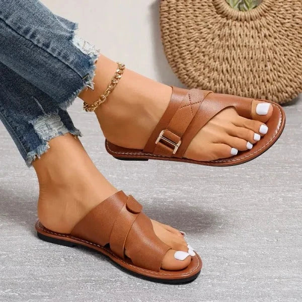 Women's Orthopedic Leather Sandals for Hallux Valgus Correction