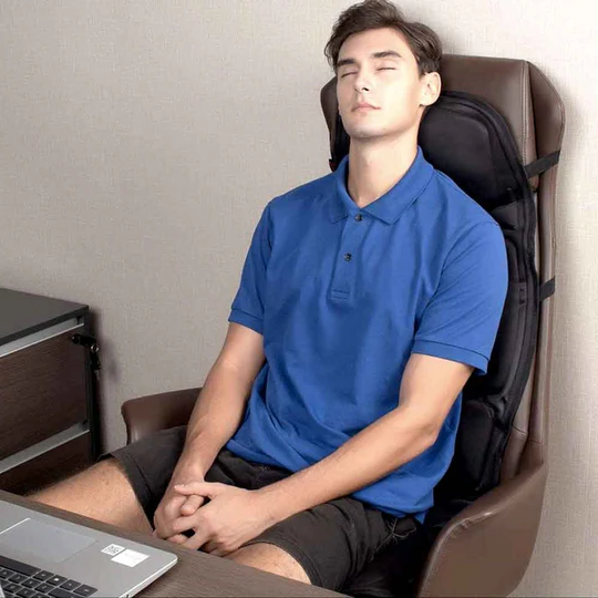 8-Mode Heated Massage Cushion with Neck-Back Pillow for Car & Home Use