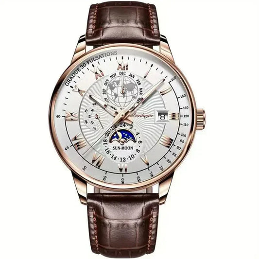 Luxury Men's Mechanical Watch with Moonphase Feature