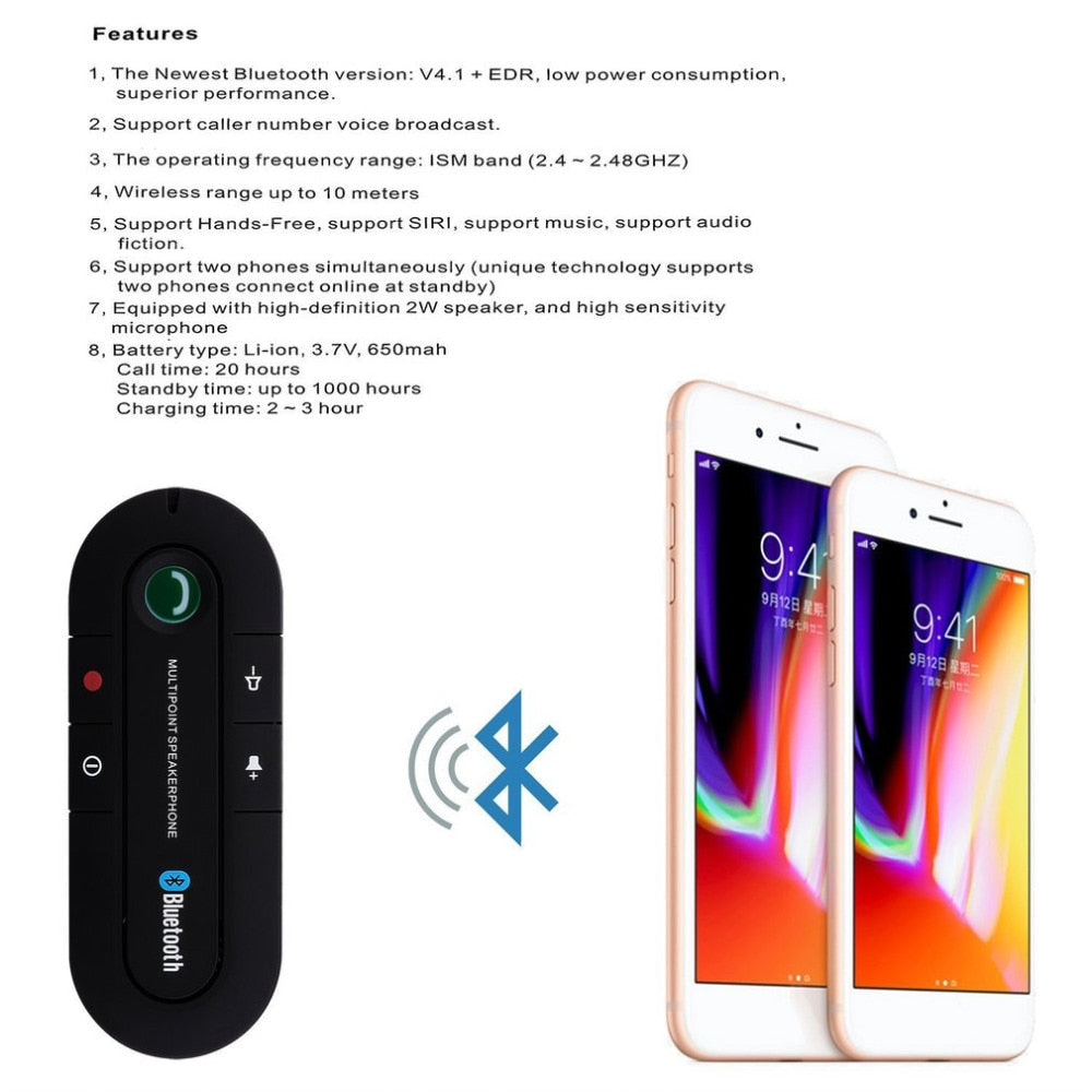 Bluetooth Car Speakerphone with Hands-Free Calling