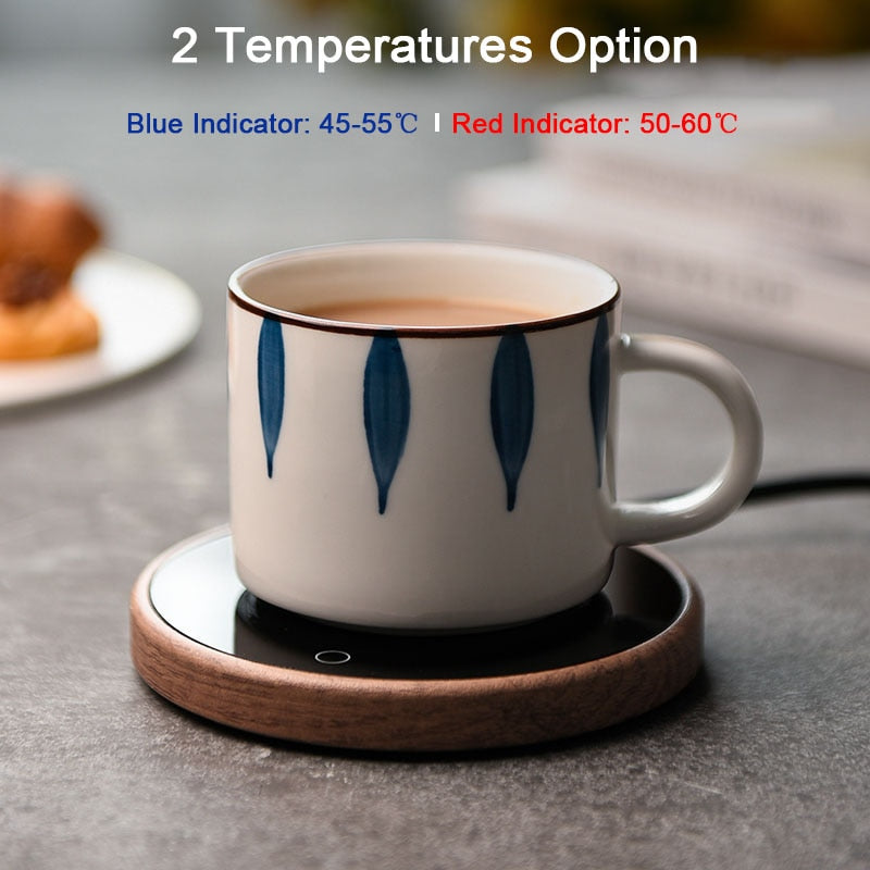 Elegant Smart Ceramic Mug Warmer Coaster with Temperature Control