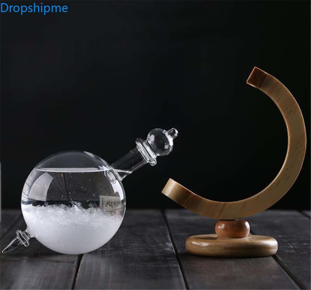 Storm Glass Crystal Weather Predictor with Wooden Stand