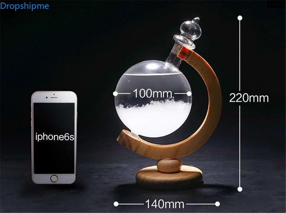 Storm Glass Weather Predictor with Crystal Barometer and Wooden Stand