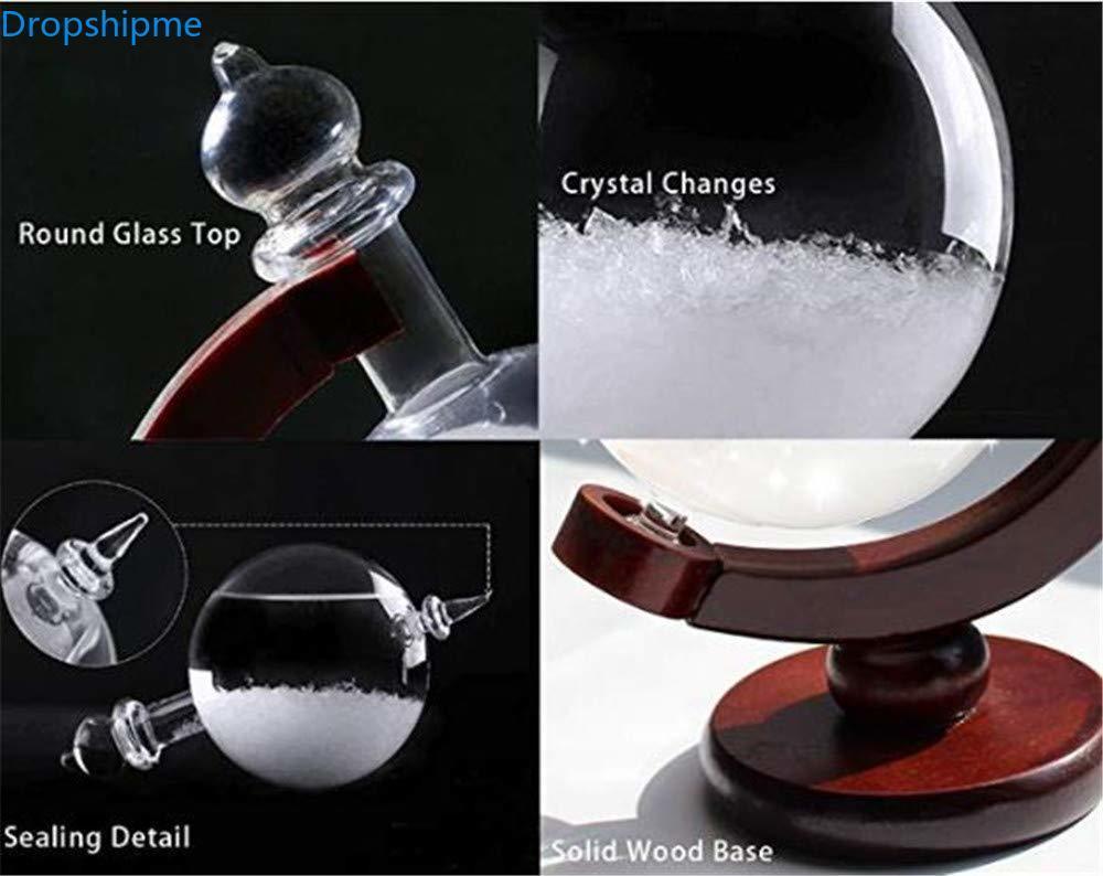 Storm Glass Weather Predictor with Crystal Barometer and Wooden Stand
