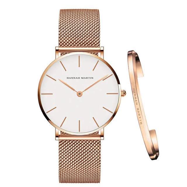 Women's Stainless Steel Watch with Adjustable Strap and 36mm Face