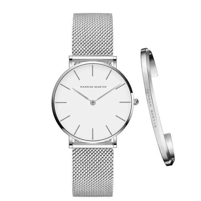 Women's Stainless Steel Watch with Adjustable Strap and 36mm Face