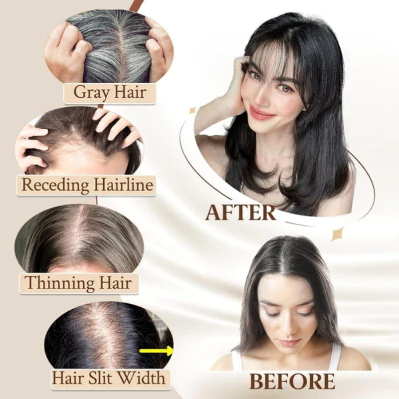 Women's Natural Hair Extensions with Adjustable Bangs