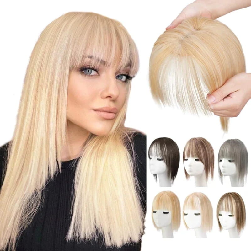 Women's Natural Hair Extensions with Adjustable Bangs
