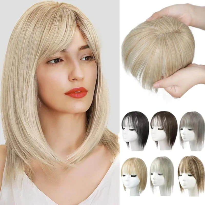 Women's Natural Hair Extensions with Adjustable Bangs