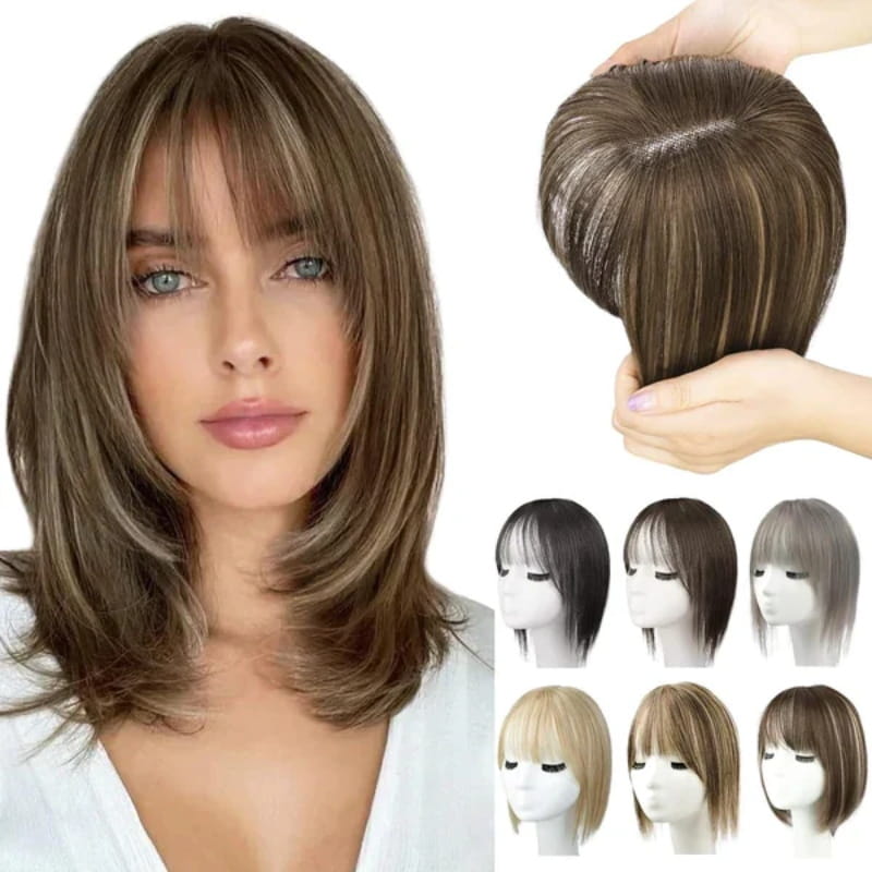 Women's Natural Hair Extensions with Adjustable Bangs