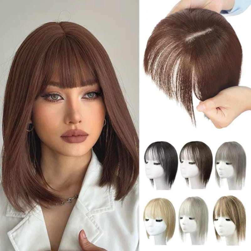 Women's Natural Hair Extensions with Adjustable Bangs