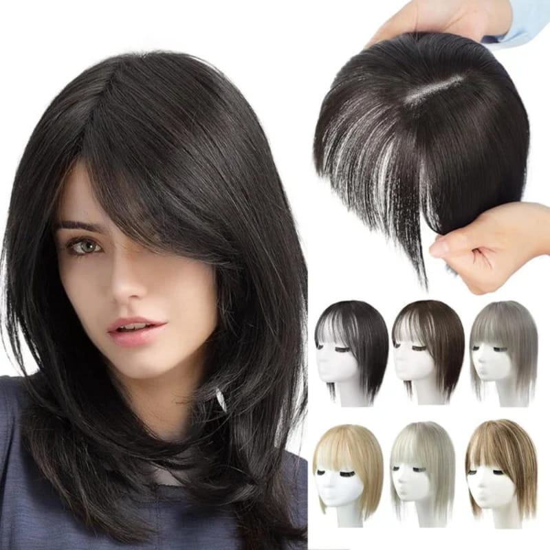 Women's Natural Hair Extensions with Adjustable Bangs