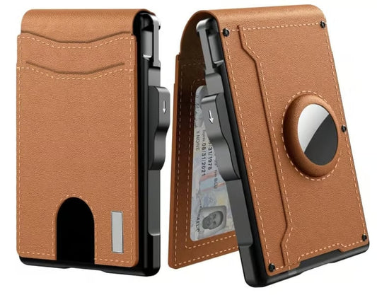 Pop-Up Aluminum Money Clip Wallet with RFID Protection and AirTag Slot