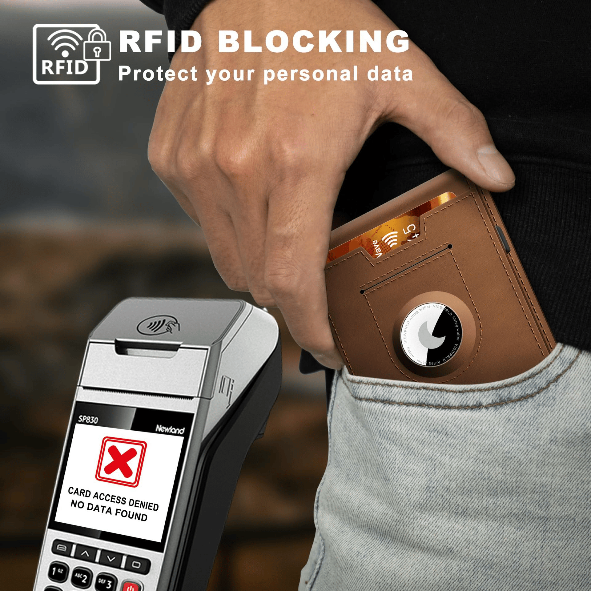 Pop-Up Aluminum Money Clip Wallet with RFID Protection and AirTag Slot
