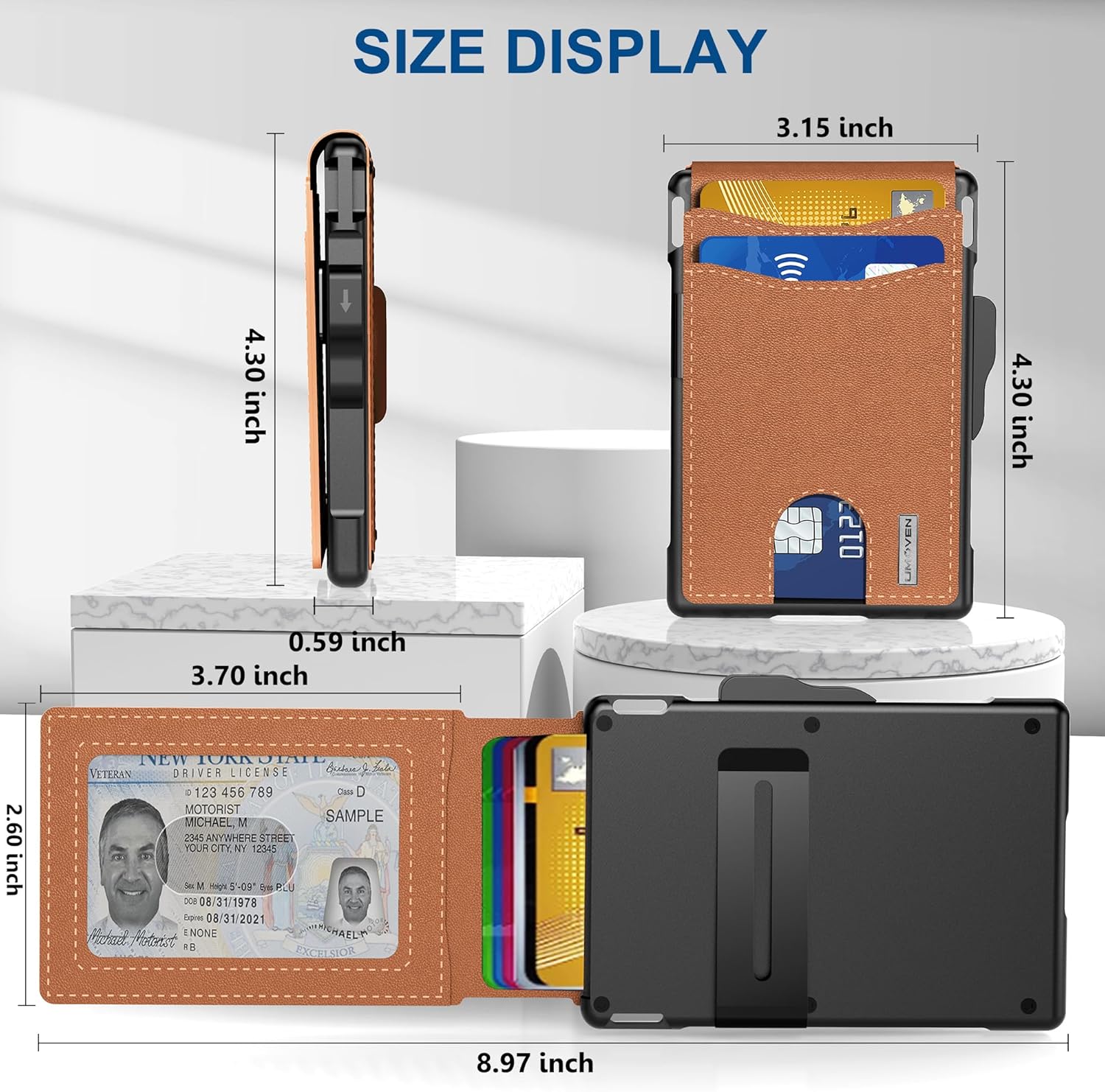 Pop-Up Aluminum Money Clip Wallet with RFID Protection and AirTag Slot
