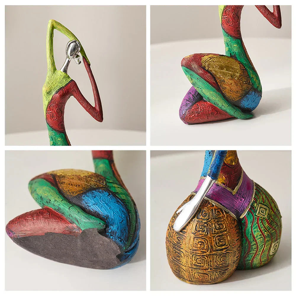 Contemporary Abstract Female Statues – Vibrant Resin Art for Interior Design
