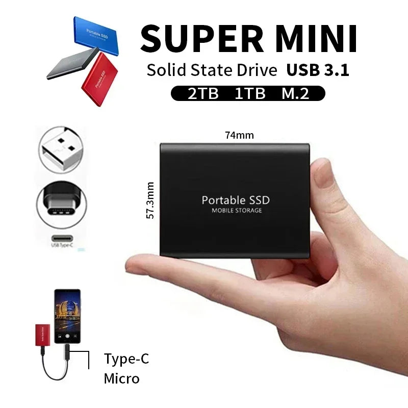 Portable USB 3.1 Type-C SSD | Fast External Storage | 128GB Capacity
