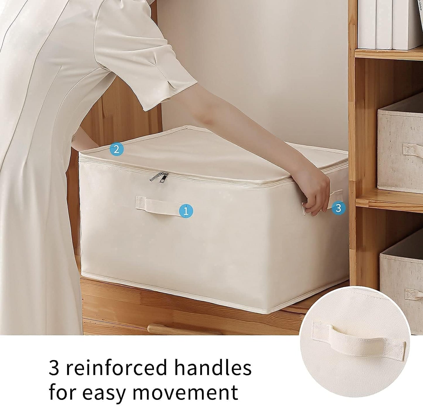 Canvas Storage Bag Set with Double Zipper, Handles, and Clear Window