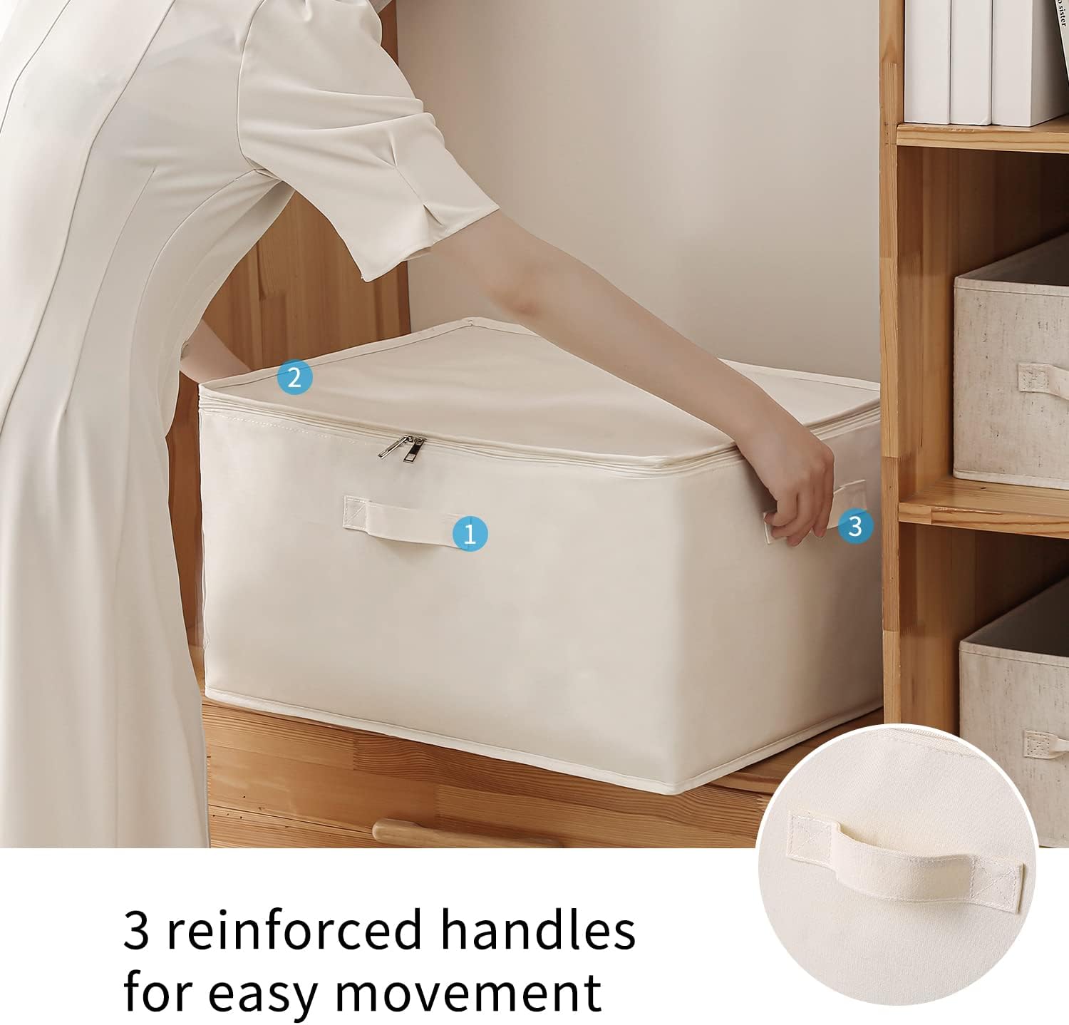 Canvas Storage Bag Set with Double Zipper, Handles, and Clear Window