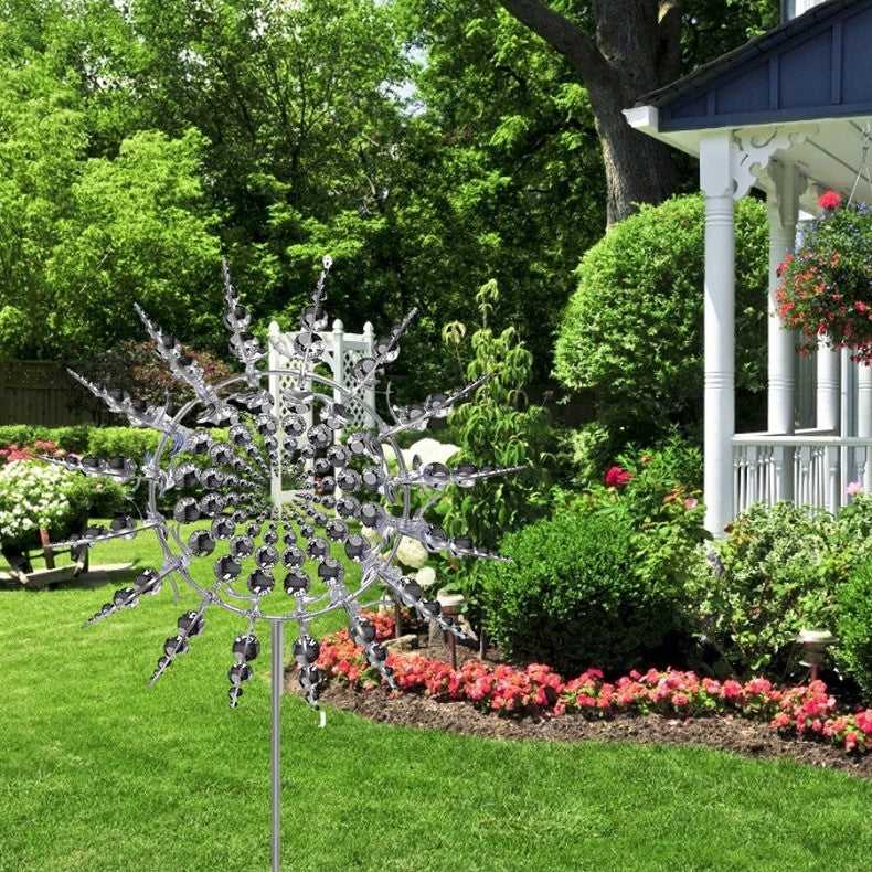 Metal Garden Wind Spinner with Telescopic Pole